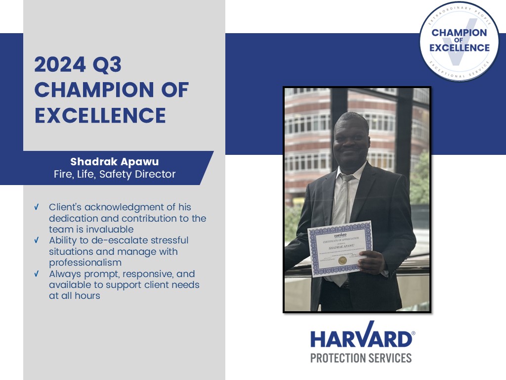 Person holding a certificate with text about the 2024 Q3 Champion of Excellence award.