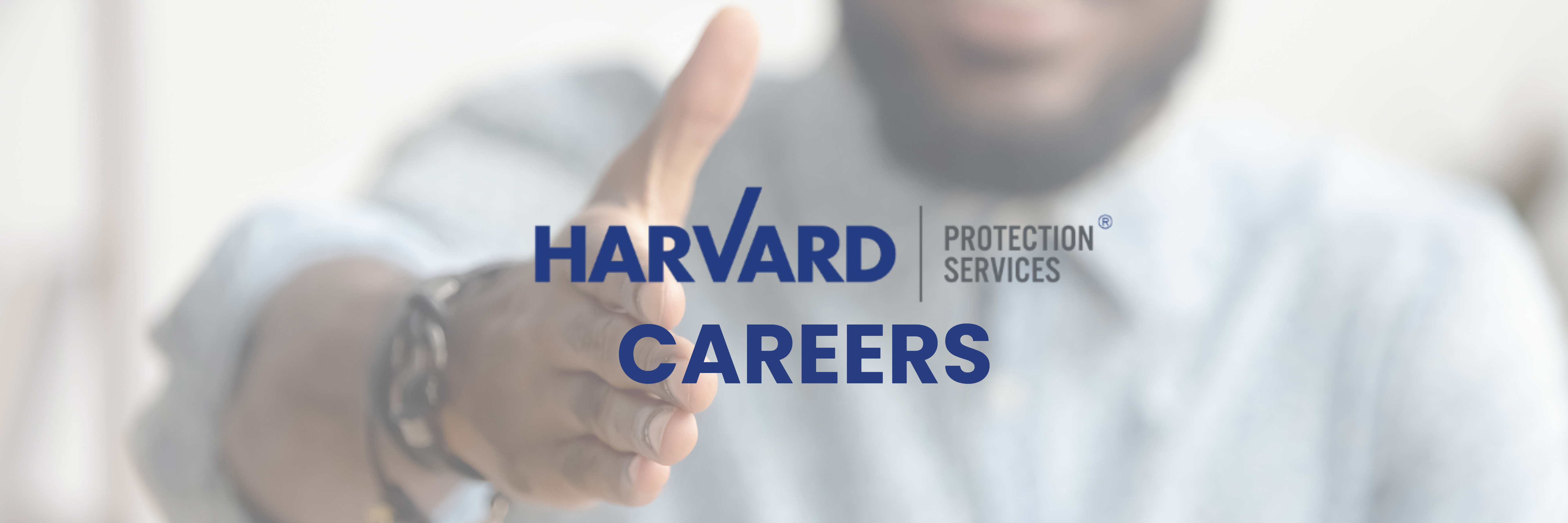 A person extending a hand for a handshake with "Harvard Careers" text overlay.